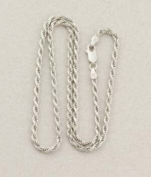 Sterling Silver 2.5 mm Rope Chain Necklace 18"  inch